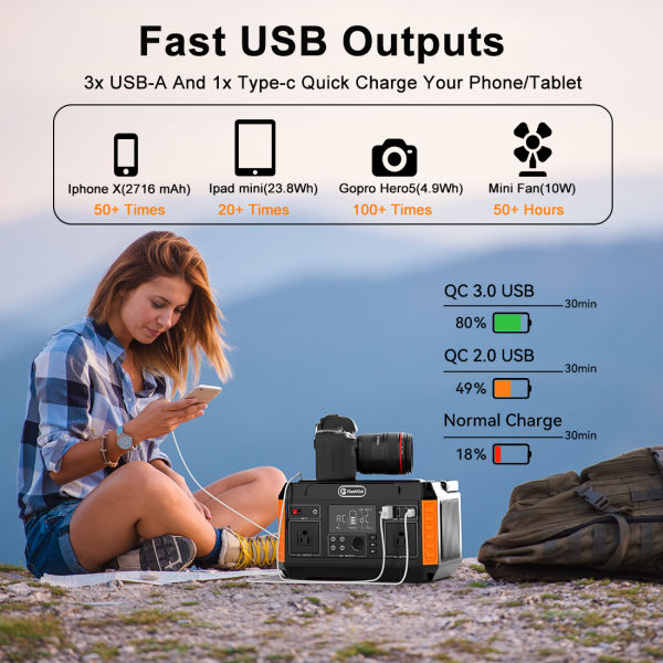 dropship Flashfish 560W Portable Power Station;  520Wh/140400mAh Solar Generator Backup Power with 2x110V/560W AC Outlets;  5xDC Output and 4xUSB Outputs;  Lithium Battery pack Lithium Battery Pack 