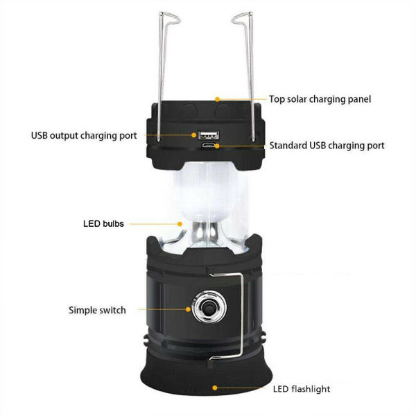 dropship 2 in 1 Ultra Bright Portable LED Flashlights Camping Lantern 2 Way Rechargeable