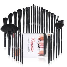 dropship A set of 32 black makeup brushes; suitable for full makeup; blush; concealer; gloss and lip brush; girly beauty tool (without bag)