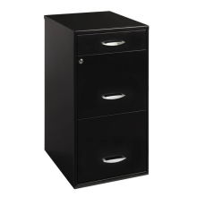 Filing Cabinet 18"W; 3-Drawer Organizer File; Black