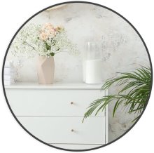 SDKOA Wall Round Mirror 24 Inch with Black Modern Aluminum Alloy Frame;  Large Circle Mirror Wall Mounted for Bathroom;  Living Room;  Entryways 