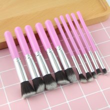 dropship Travel Set Mini Makeup Brush Set of 10 Count (Pink Silver)